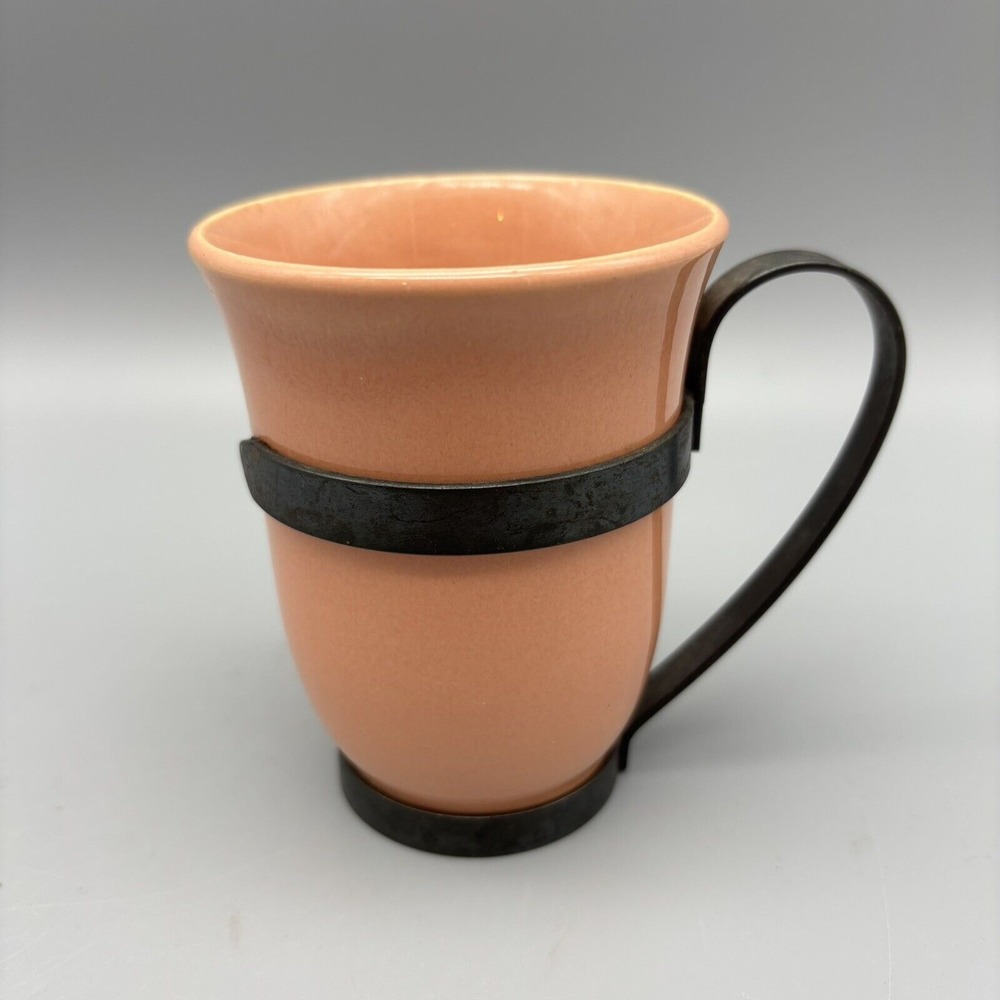 GMcB Franciscan‎ El Patio Coffee Cup with Metal Handle Pretty Peach
